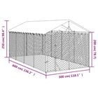 vidaXL Perrera de Exterior con techo de acero color plata, , large image number null